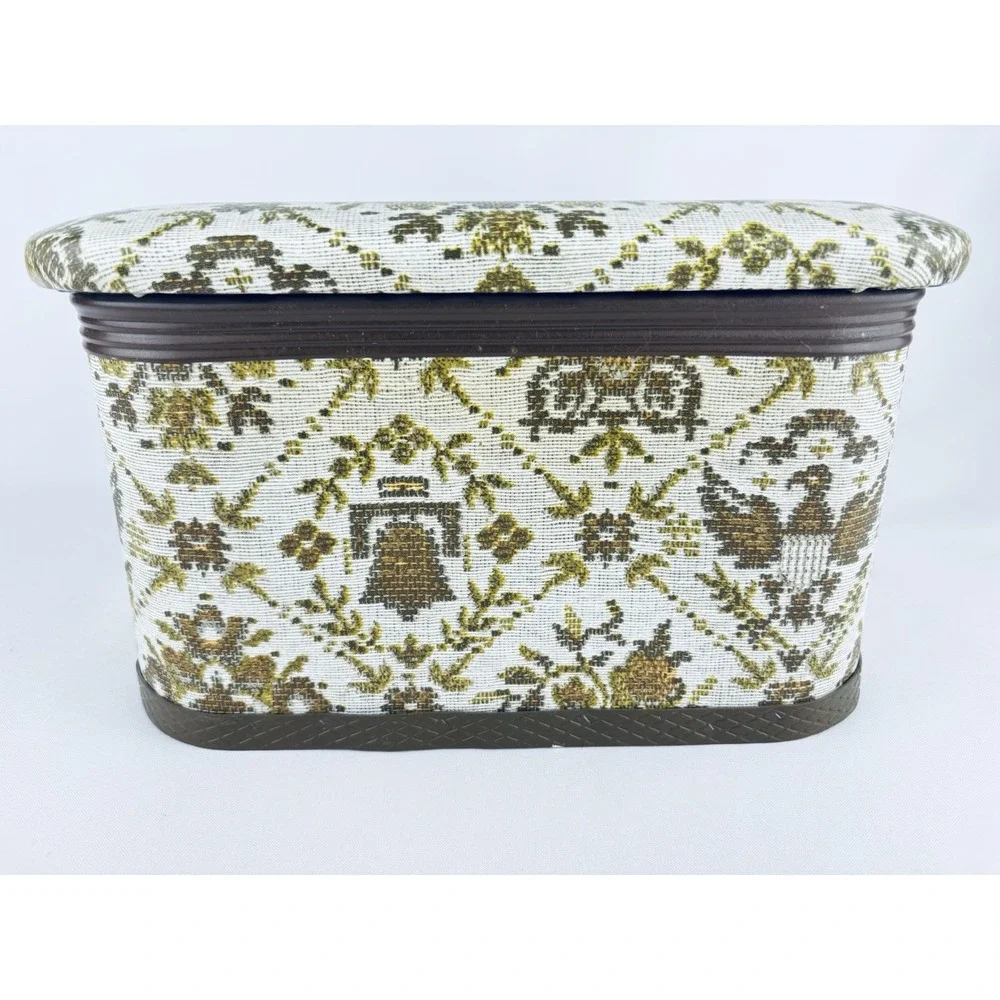 Vintage Redmon Co. Sewing Box Basket Stool Hinged Lid 1970s Liberty Bell Retro